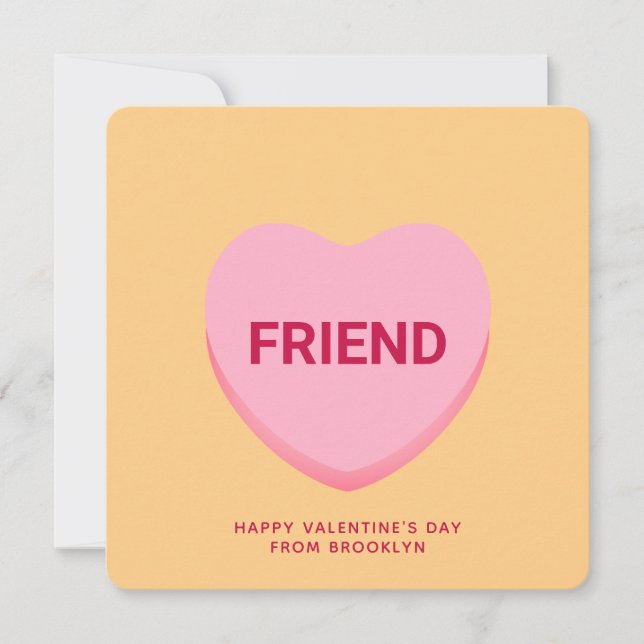 Friend orange conversation heart Valentine's card (Front)