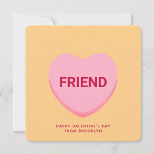 Friend orange conversation heart Valentine's card