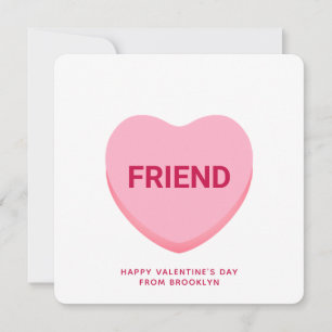 Friend pink conversation heart Valentine's card