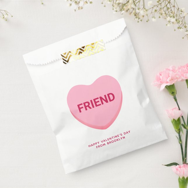 Friend pink conversation heart Valentine's Day Favour Bags (Sealed)