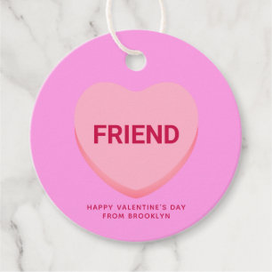 Friend pink conversation heart Valentine's Day Favour Tags