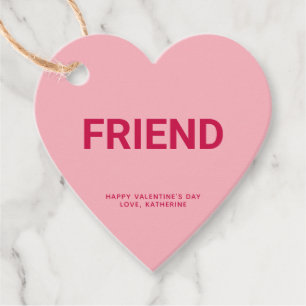 Friend pink heart cute Valentine's Day custom Favour Tags