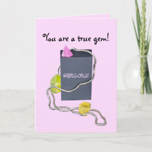 FRIEND PINK & YELLOW  A GEM BIRTHDAY THANK YOU CARD