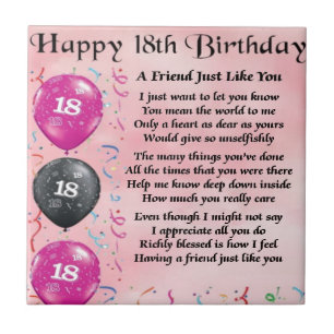 Friend Poem  18th Birthday Tile