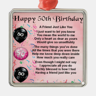 Friend Poem - 50th Birthday Metal Tree Decoration