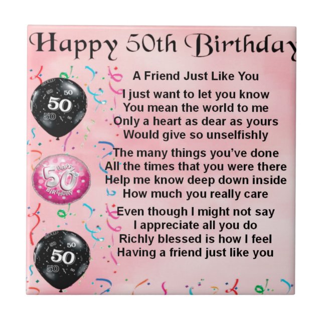 Friend Poem - 50th Birthday Tile (Front)