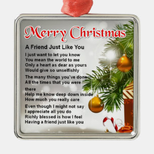 Friend Poem - Christmas Design Metal Tree Decoration