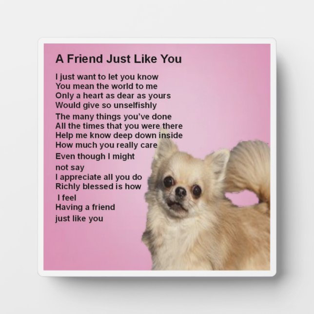 Friend Poem Plaque  -  Chihuahua dog  Design (Front)
