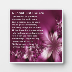 Friend Poem Plaque - Flowers Design