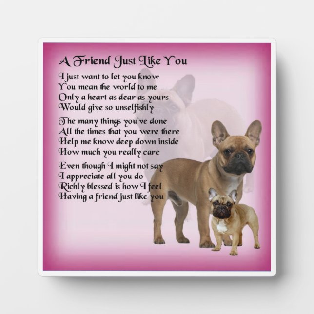 Friend Poem Plaque  -  French Bulldog  Design (Front)