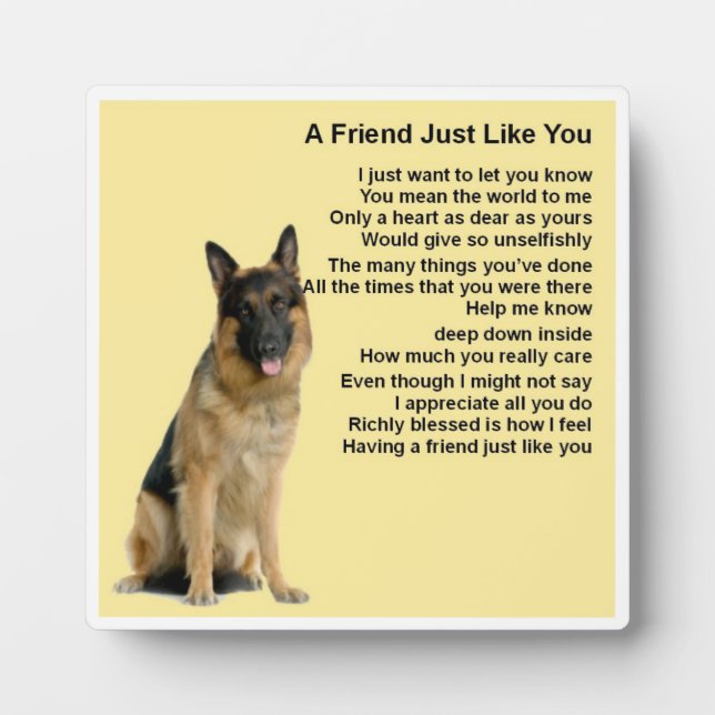 Friend Poem Plaque  -  German Shepherd Dog  Design (Front)