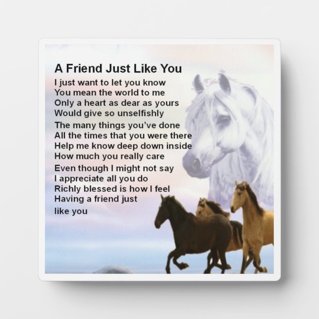 Friend Poem Plaque  -  Horses  Design (Front)