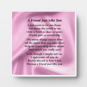 Friend Poem Plaque - Pink Silk Design