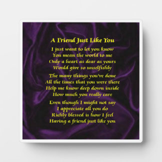 Friend Poem Plaque  -  Purple Silk  Design
