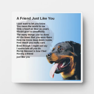 Friend Poem Plaque  -  Rottweiler Dog   Design