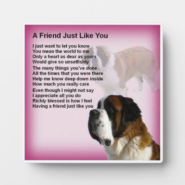 Friend Poem Plaque  -  St Bernard Dog  Design (Front)