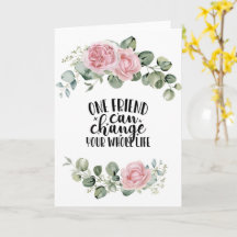 Friend Postcard, Friendship Quote aesthetic floral