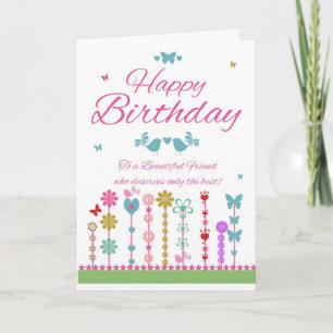 Friend Pretty Birthday Card With Butterflies