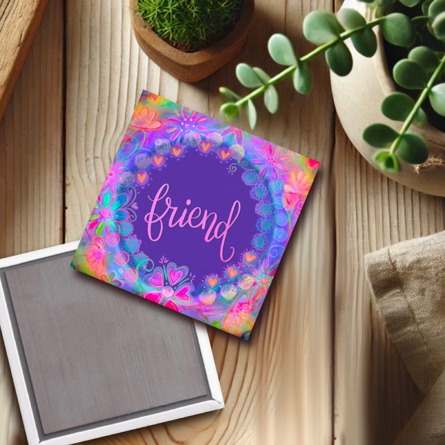 Friend Pretty Purple Floral Inspirivity Magnet (Creator Uploaded)