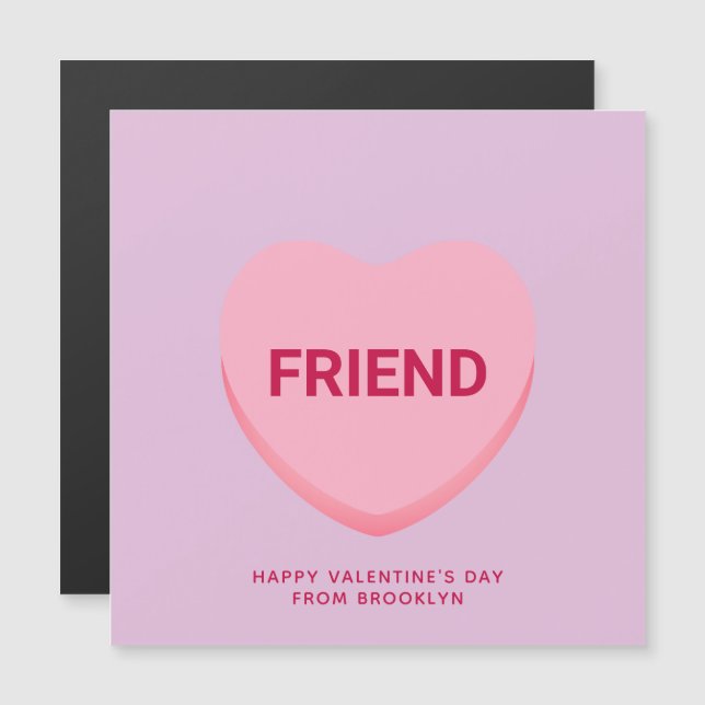 Friend purple conversation heart Valentine's card (Front/Back)