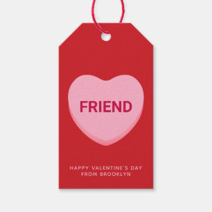 Friend red pink conversation heart Valentine's Day Gift Tags