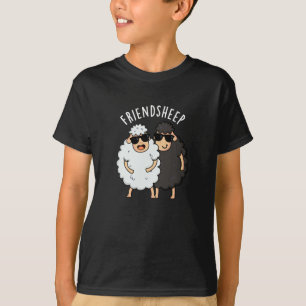 Friend-sheep Funny Sheep Pun Dark BG T-Shirt