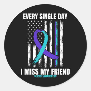 Friend Suicide Awareness Prevention American Flag  Classic Round Sticker