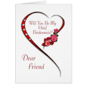 Friend, Swirling heart Chief Bridesmaid invite