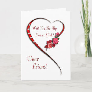 Friend, Swirling heart Flower Girl invite