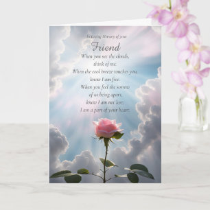 Friend Sympathy Memorial with Spiritual Poem Pink  Card
