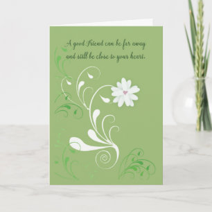 Friend Thinking of You White Swirls with Heart Card