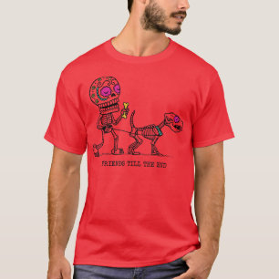 Friend Till The End Skeleton Dog Walking Dead T-Shirt
