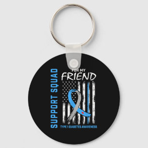 Friend Type 1 Diabetes Shirt American Flag Support Key Ring