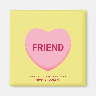 Friend yellow pink conversation heart Valentine's Magnet