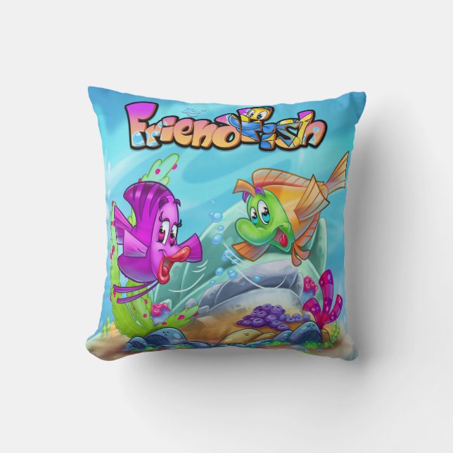 FriendFish cute cartoon fish  Fleece Blanket Cushion (Front)