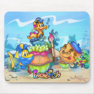 FriendFish cute cartoon fish  Mouse Pad