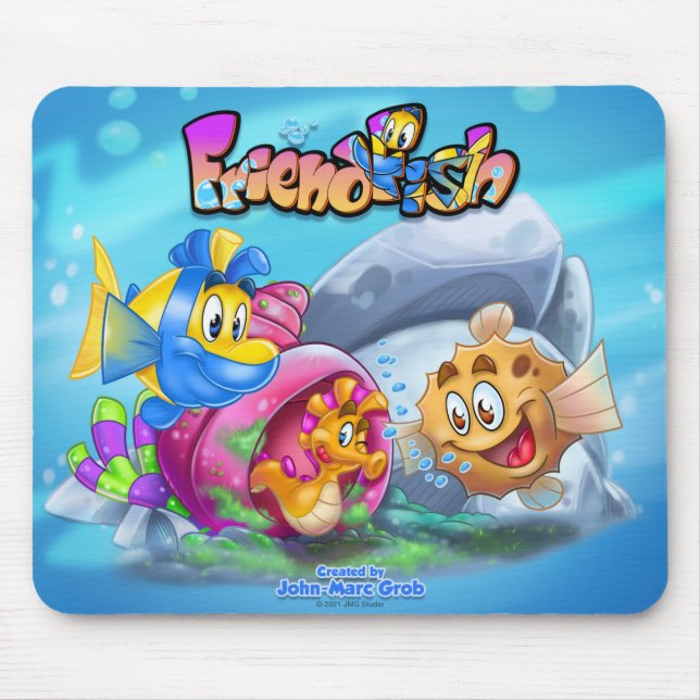 FriendFish cute cartoon fish  Mouse Pad (Front)