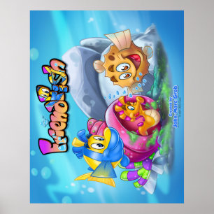 FriendFish cute cartoon poster with fish