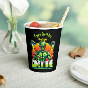 Friendly Aliens Explore Cosmic Adventures Paper Cups