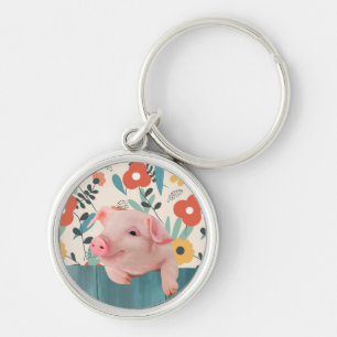 Friendly Baby Pig   Cute Baby Animal Key Ring