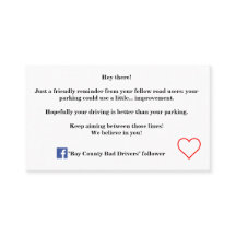 (Friendly) Bad Parking Calling Cards