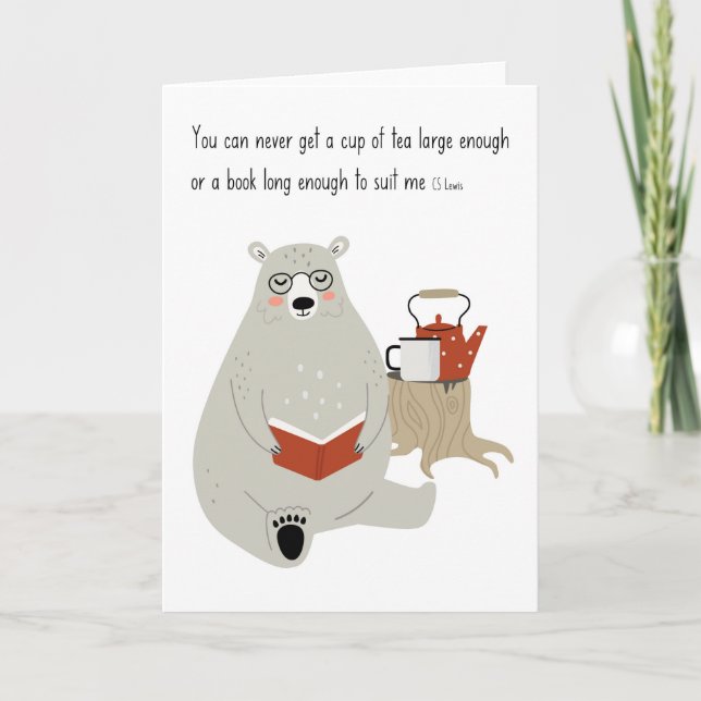 Friendly Bear - reading with CS Lewis quote Card (Front)