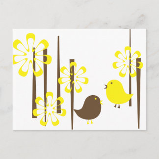 Friendly Birds in Yellow Postcard