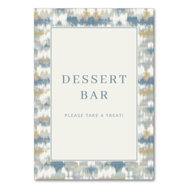 Friendly Blue Abstract Dessert Bar Sign Table Number (Front)