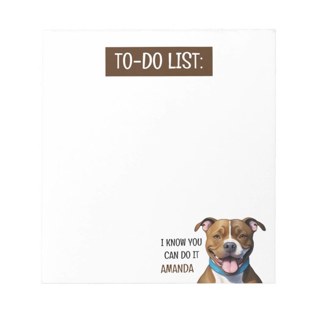 Friendly Brown Pit Bull To Do List Notepad (Front)