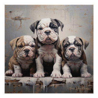 Friendly Bulldog Puppy Dogs  004 - Raimon Paladino Poster