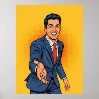 Friendly Businessman Illustration Poster