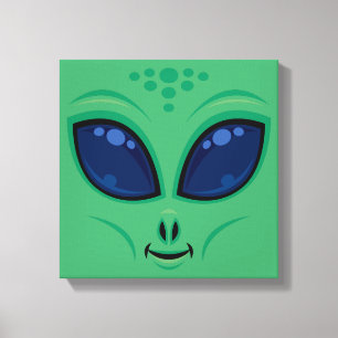 Friendly Cartoon Alien Face Canvas Print