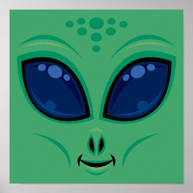 Friendly Cartoon Alien Face Poster (Front)