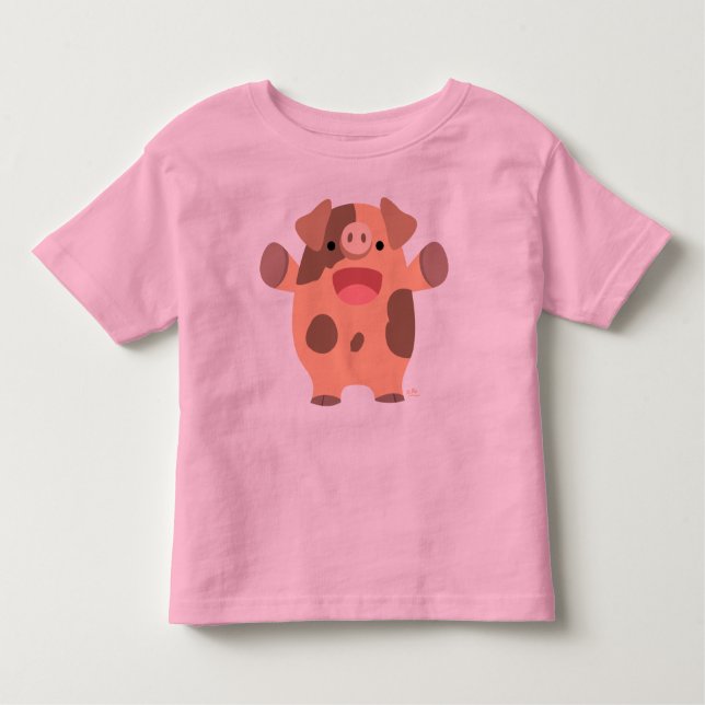 Friendly Cartoon Pig children T-shirt (Front)